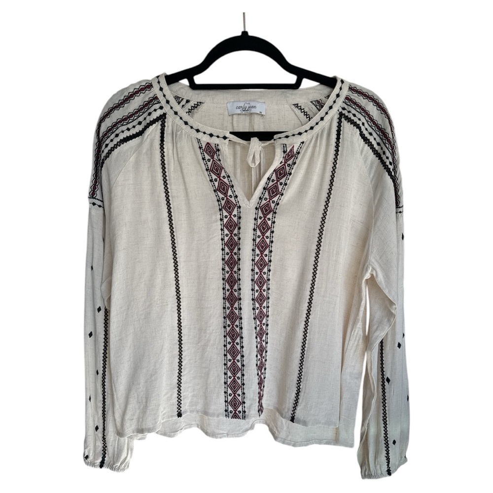 EUC Carly Jean Los Angeles Boho pullover peasant top size XS - Picture 3 of 8